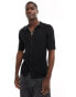 Фото #1 товара ASOS DESIGN lightweight knitted rib button through polo in black