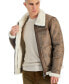 Фото #3 товара Men's Zip Front Aviator Jacket with Faux Fur Lining