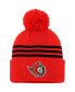 Фото #1 товара Men's Red Ottawa Senators Locker Room Three Stripe Cuffed Knit Hat with Pom