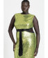 ფოტო #3 პროდუქტის Plus Size Sleeveless Sequin Column Cutout Dress