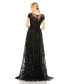 Women's Embellished Floral Cap Sleeve A Line Gown