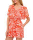 ფოტო #3 პროდუქტის Women's Tropical Flutter-Sleeve Smocked-Waist Romper