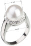 Silver pearl ring with Swarovski London Style 35021.1