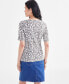 Women's Printed Boat-Neck Elbow-Sleeve Top, Created for Macy's