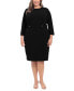 ფოტო #3 პროდუქტის Plus Size 3/4-Sleeve Tab-Waist Sheath Dress