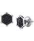 ფოტო #4 პროდუქტის Men's Black Diamond Hexagon Cluster Screw Back Stud Earrings (1 ct. t.w.)