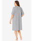 ფოტო #3 პროდუქტის Plus Size Satin Trim Cotton Sleepshirt