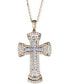 Фото #1 товара Macy's diamond Cross Pendant Necklace (1/2 ct. t.w.) in 14k Gold & White Gold, 16" + 2" extender