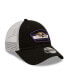 Фото #3 товара Men's Black, White Baltimore Ravens Logo Patch Trucker 9FORTY Snapback Hat