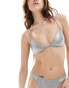 Фото #1 товара Weekday Reef glitter triangle bikini top in silver