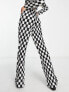 Daisy Street high waist trousers in checkerboard velvet plisse co-ord