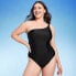 Women's Knot Detail One Shoulder One Piece Swimsuit - Shade & Shore Black M