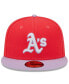 ფოტო #3 პროდუქტის Men's Red, Lavender Oakland Athletics Spring Color Two-Tone 59FIFTY Fitted Hat