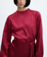 ფოტო #5 პროდუქტის Women's Puffed Sleeves Satin Dress