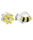 ფოტო #1 პროდუქტის Children's Enamel Daisy Bee Bead Charms - Set of 2 in Sterling Silver