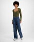 ფოტო #1 პროდუქტის Juniors' High-Rise Wide-Leg Patch-Pocket Jeans