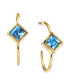 ფოტო #1 პროდუქტის 14K Gold-tone Diamond Shape Crystal Open Hoop Stainless Steel Post Small Earrings