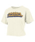 ფოტო #1 პროდუქტის Women's White Michigan Wolverines Vintage-Like Easy Team Name Waist-Length T-shirt