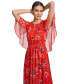 Women's Floral-Print Draped-Sleeve Dress