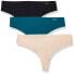 Фото #1 товара Calvin Klein 293557 Women's Invisibles Thong Topaz Gemstone/Buff Beige/Black, XL