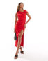 Фото #1 товара ASOS DESIGN sleeveless knotted shoulder detail midi dress in red