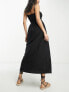 Rhythm classic shirred maxi summer dress in black