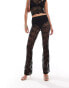 Kaiia sheer lace flare trouser co-ord in black