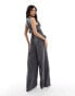 Фото #3 товара ASOS DESIGN wrap around belted waistcoat jumpsuit in grey