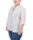 ფოტო #3 პროდუქტის Plus Size 3/4 Roll Tab Pullover Top