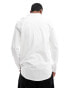 River Island long sleeved pique jersey shirt in white