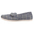 Фото #3 товара TOMS Alpargata Bow Plaid Slip On Womens Blue Flats Casual 10015650T