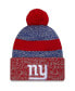 ფოტო #1 პროდუქტის Men's Royal, Red New York Giants 2023 Sideline Sport Cuffed Pom Knit Hat