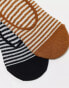 & Other Stories no show socks 2-pack in black & brown stripes