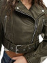 Only faux leather cropped biker in wash black