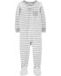 Toddler 1-Piece Striped 100% Snug Fit Cotton Footie Pajamas 4T