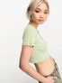 Only exclusive fitted t-shirt in sage green 2XL - фото #3