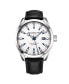 ფოტო #1 პროდუქტის Men's Black Leather Strap Watch 42mm