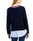 ფოტო #2 პროდუქტის Women's Cable-Knit Layered-Look Sweater