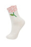 Kadın Çiçekli 3d 3'lü Pamuklu Uzun Çorap B6090axns