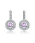 Фото #1 товара Modern White Gold Plated Round Dangle Earrings with Pink Cubic Zirconia