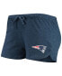 ფოტო #3 პროდუქტის Women's Navy New England Patriots Meter Knit Long Sleeve Raglan Top and Shorts Sleep Set