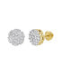 ფოტო #2 პროდუქტის Round Cut Natural Certified Diamond (0.93 cttw) 14k Yellow Gold Earrings Contemporary Stud Design