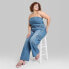 Фото #1 товара Women's Tube Cargo Denim Jumpsuit - Wild Fable Medium Wash 4X