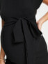 Фото #4 товара Closet London Maternity belted tie waist mini dress in black