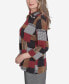 ფოტო #4 პროდუქტის Runway Ready Women's Houndstooth Patchwork Mock Neck Top