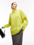 Фото #1 товара Topshop knitted funnel neck long line jumper in lime