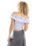 Glamorous off shoulder shirred crop top in purple stripe co-ord