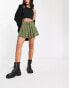 Reclaimed Vintage y2k belted mini kilt skirt in khaki stripe