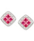 ფოტო #1 პროდუქტის Ruby (5/8 ct. t.w.) & Diamond (1/20 ct. t.w.) Square Stud Earrings in Sterling Silver