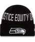 Фото #1 товара Men's Black Seattle Seahawks Team Social Justice Cuffed Knit Hat